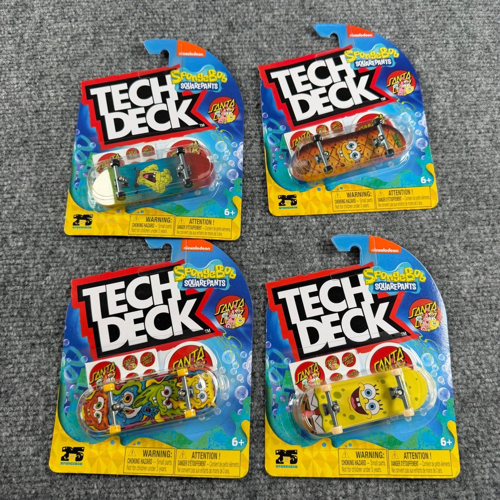 Tech Deck Fingerboard Unisex OS Multicolor SpongeBob Santa Cruz 4 Pack Skate